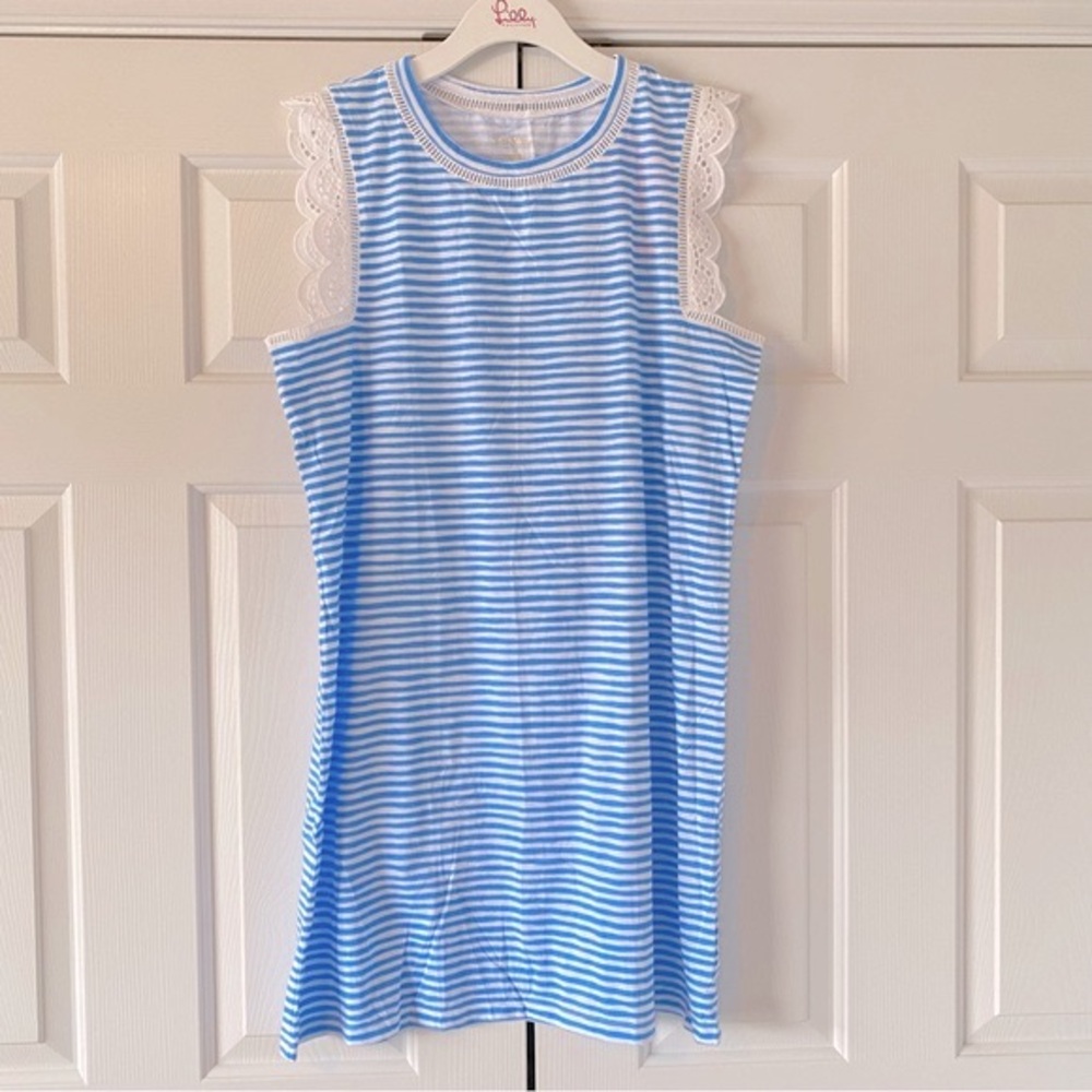 NWT Lilly Pulitzer Agee Dress, Zanzibar Blue & White Stripe, XL
